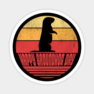Retro Sunset Groundhog Day Magnet
